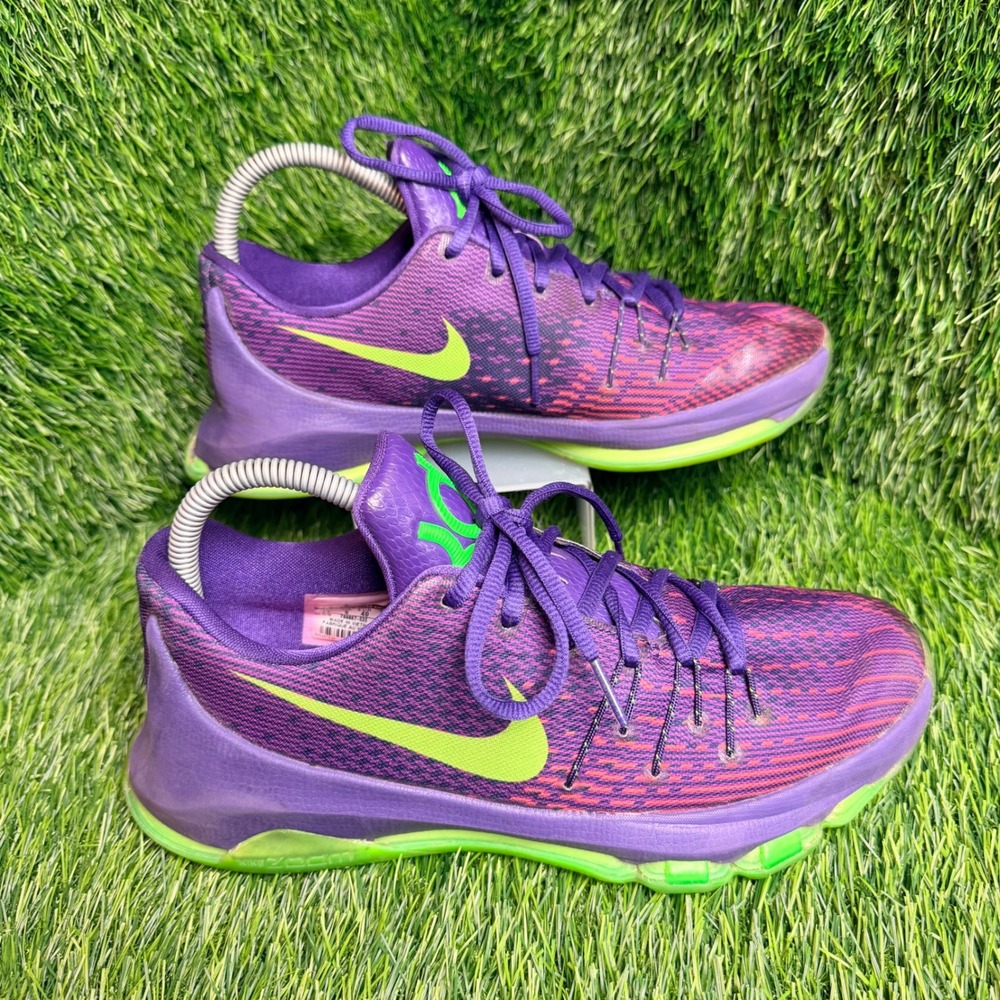 Nike KD 8 GS Vivid Purple Green Basketball Shoes 768867-535 Kids‎ Size 7Y
